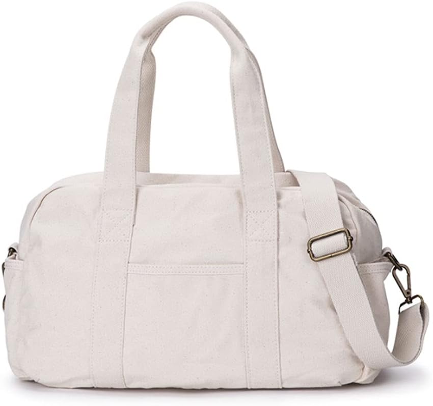 ROYAUX Travel Duffel Bag Canvas Duffle Bag for Traveling Large Weekender Bag Lightweight Overnight Bag for Men Women Weekend Getway Short Trip Gym Bag (Color : Black) (White)