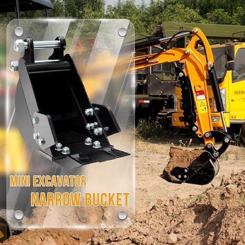 DANWIWEE Narrow Digging Bucket 7.87in Mini Excavator Attachments,Hole Diameter 0.98in, Center Wheelbase 3.54in, Bucket Metal Trenching Digger with Metal Teeth — view 5