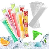 150 sztuk torebek na lody na lód, bez BPA, z lejkiem, na jogurt, lody, lody, prezenty imprezowe, szeroki otwór (6 x 22 cm)