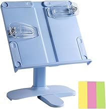 Jukusa Multi-Functional Book Reading Stand with Adjustable Angles and 4 Lockable Holders – 3-Leg Design – Ideal for Books, Tablets, and Notebooks – Blue