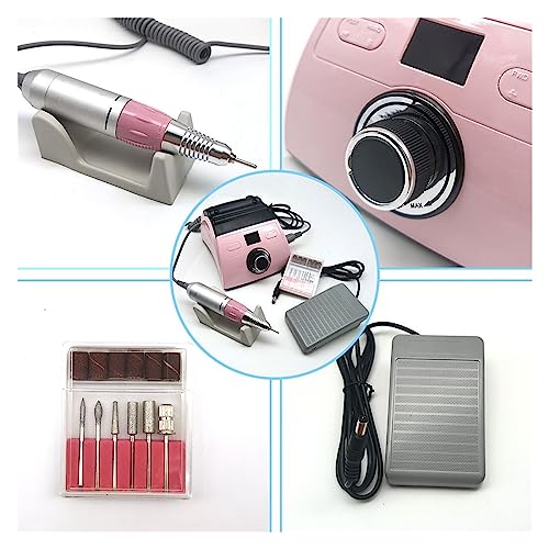 30000 obr./min profesjonalna elektryczna wiertarka do paznokci tokarka wyświetlacz LED maszyna do manicure z wymiennym wiertłem do paznokci Nail Art Equipment(Wit)