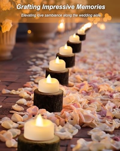 BEICHI Lot de 12/24/50/100/150 bougies chauffe-plat sans flamme à piles, sans scintillement, bougies chauffe-plat LED pour Halloween, Noël, mariage, maison (lot de 12, blanc chaud) – vue 6