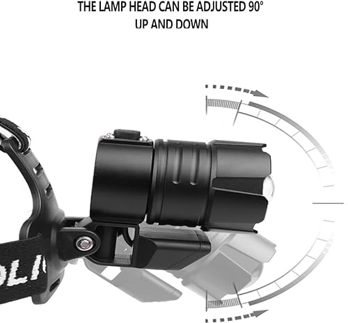 Miniatura 6 de Linterna frontal LED recargable, lámpara de cabeza súper brillante con zoom 4 modos impermeable con baterías incluidas, faros más brillantes para