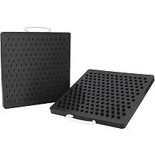 Extra Large RV Stabilizer Jack Pads, 12" x 12" x 1" Industrial Strength RV Jack Pads with Handle, Non-Slip Leveling Blocks for Soft Ground, Gravel, Asphalt, 2-Pack Black