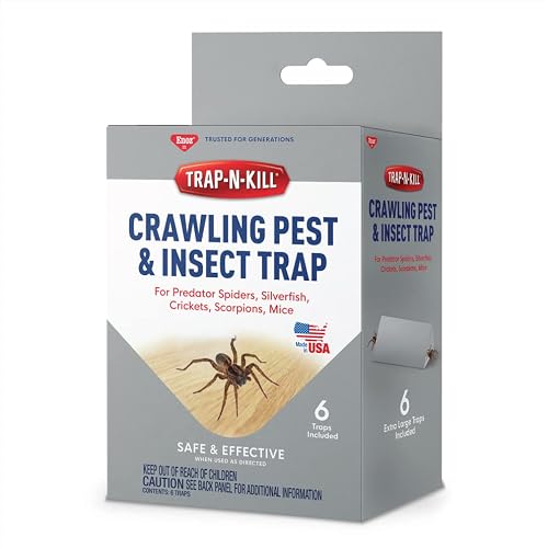 Enoz Trap-N-Kill Crawling Pest And Insect Trap - 6 Traps (Pack Of 4) - Traps And Kills Insects And Pests - Sticky Pad Design - Safe And Effective - Traps Spiders, Mice, And More #TOP5