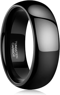 Tungsten Wedding Band for Men – Custom Engraved, Black/Silver/Gold Plated Domed High-Polish, Comfort Fit, Sizes 6-15
