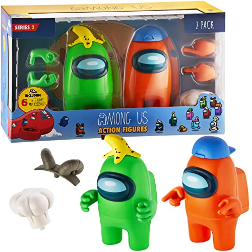 P.m.i. Among Us Action Figures | Two Of Four 7-Inch-Tall Collectibles | Among Us Toys And Playable Mini Toys | Green And Orange Crewmates With 6 Accessories: Hats And Hands | Kids’ Toys #TOP12