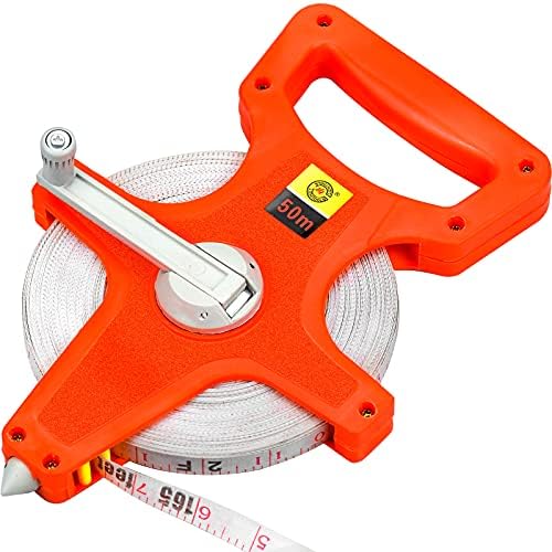 Winfred Fibreglass Surveyors Tape Frame Tape Measure Retractable Tape Measure Measuring Tool Dual Scale Metric/Imperial Tape Measure 50m/164ft