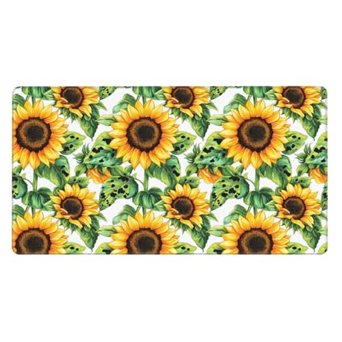 Grand tapis de souris de jeu champ de tournesol jaune avec bords cousus pour PC