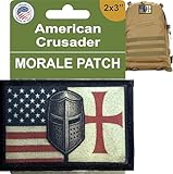 USA Flag Crusader Templar Morale Patch by RedheadedTshirts | Custom Patches for Your Plate Carrier, Backpack, hat, Backpack, Rucksack, Tactical Gear 2x3 Made in The USA