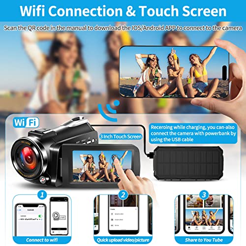 Camcorders Video Camera 4K, Wifi Full Spectrum Camcorder, Ultra Infrared Night Vision Paranormal Investigation Camera With 60Fps 30Mp 30X Digital Zoom-Ghost Hunting Camera(2 Batteries, 32Gb Sd Card) #TOP4