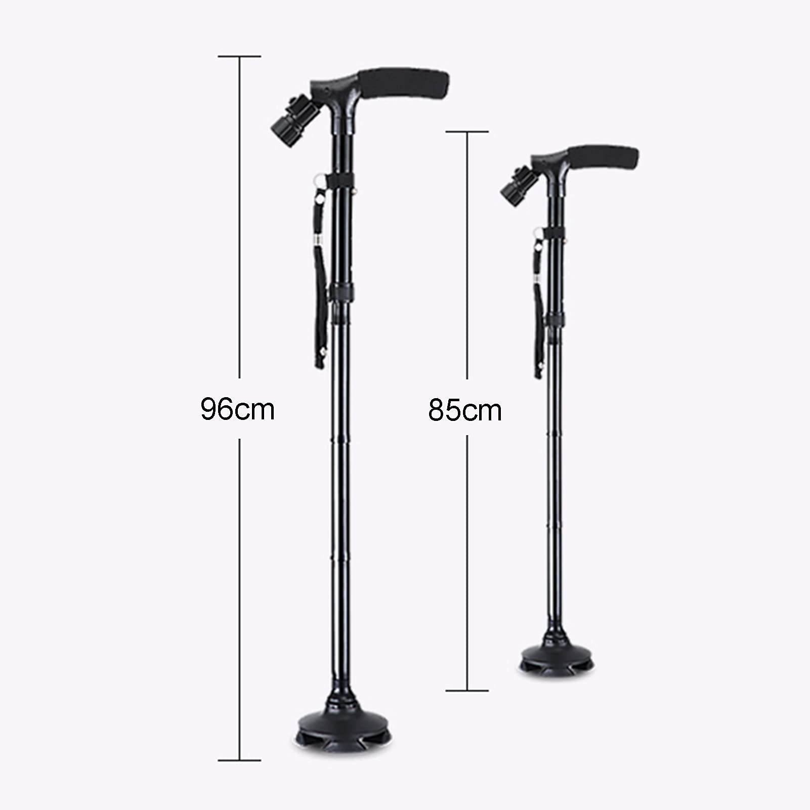 Black Plegable bastando Bastones, bastón para Mujeres y Hombres, palitos Ajustables de Altura, Bastones portátiles Ligeros, ayudas para Caminar para los Ancianos