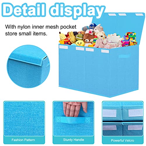 Jaysdayly Toy Box For Boys,Large Sturdy Toy Chest With Lids,Collapsible Toy Storage Organizer Boxes Bins Baskets For Kids, 24.5 * 13 * 16 Inches- - Blue #TOP3