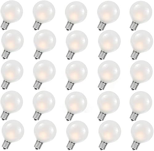 Romasaty Bombillas de repuesto G40 para exteriores esmeriladas de repuesto estilo Edison, con certificación UL para interiorexterior, 5 vatios110