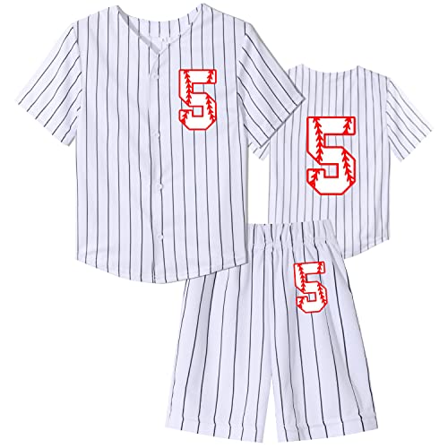 Image of Yuji Itadori 5th Baseball Birthday Outfit Birthday Shirt Set Kids Boy 5 Years Olds Sports Jersey Tops Pants