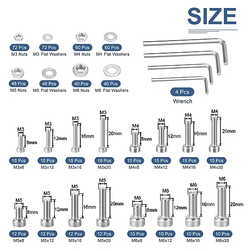 DTGN 660Pcs Metric Screw Assortment, M3 M4 M5 M6 Bolts and Nuts Kit - Image 2