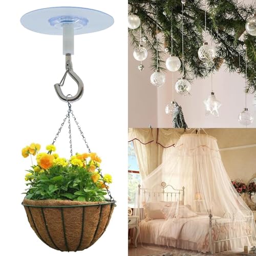 Image of 2 PCS Adhesive Ceiling Hook, Heavy Duty Self-Stick Ceiling Hooks, Ceiling Hooks for Hanging Plants, for Bird Feeders, Lanterns, Wind Chimes, Planters, Outdoor Decoration Hooks