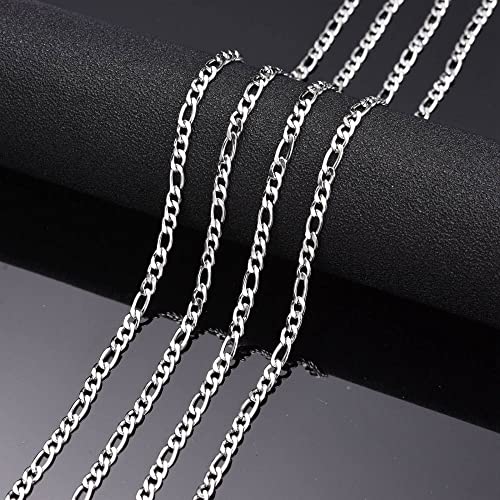 Danlingjewelry 30 Feet 304 Stainless Steel Unwelded Figaro Chain Link In Bulk For Necklace Jewelry Accessories Diy Making 3Mm #TOP4