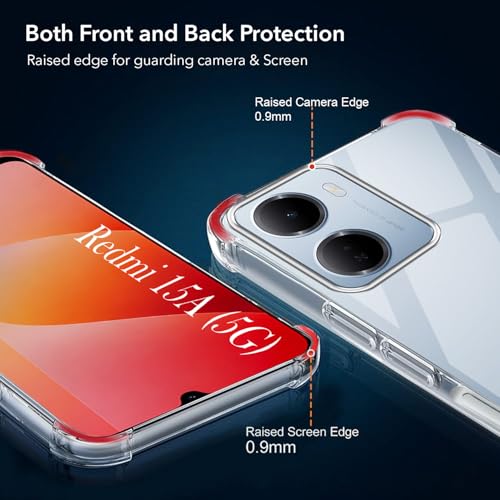 Image of Jkobi Shockproof Crystal-Clear Back Cover for Redmi 15A 5G (Anti Yellow Case | Drop & Camera Protection | Hard Polycarbonate)
