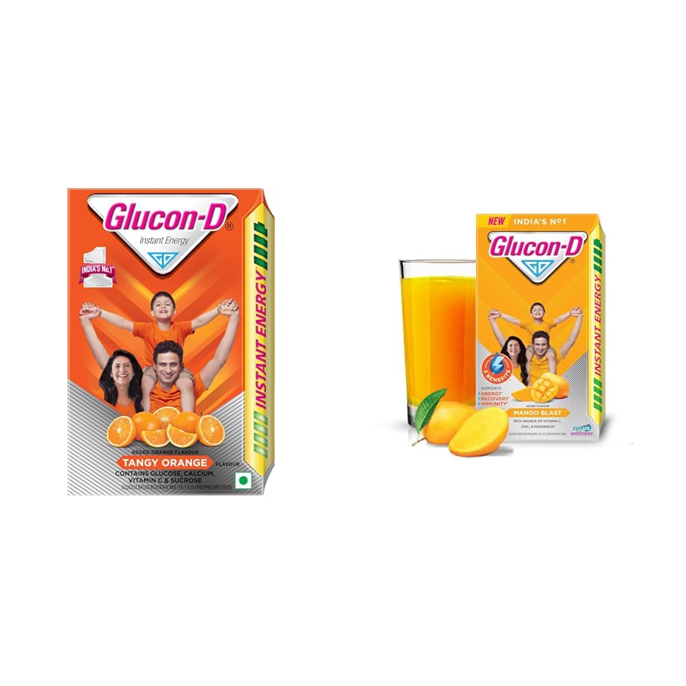 Glucon-D Instant Energy Drink Powder Refill 450 gm | Energy, Recovery, Immunity | Tangy Orange & Instant Energy Drink Powder Refill 450g | Energy, Recovery, Immunity | Mango Blast-image-13