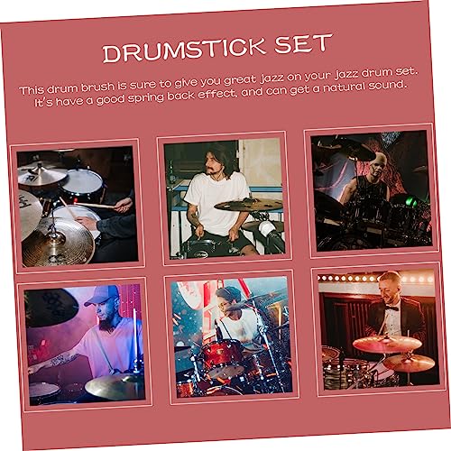Set de baquetas UPKOCH 1 unidad con bolsa de almacenamiento, cepillos para batería profesionales y baquetas de palo de nogal para estudiantes y músicos, ideal para batería de jazz miniatura 2