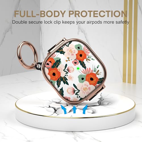 Image of Maxjoy for AirPods 4 Case with Lock, Cute AirPods 4 Case Lock Protective Soft AirPod 4 Generation Cover for Women Girly with Keychain Clip for AirPod 4th Generation Cover 2024, Flower