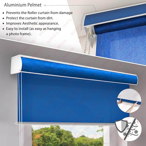 Image of HIPPO 180 GSM HDPE Outdoor Balcony Roller Blind, UV & Dust Protection Corded Roll Up and Down Light Filtering Blinds for Garden (Blue, 3FTX5FT)