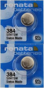 Renata 384 SR41SW Batteries - 1.55V Silver Oxide 384 Watch Battery 2 Count
