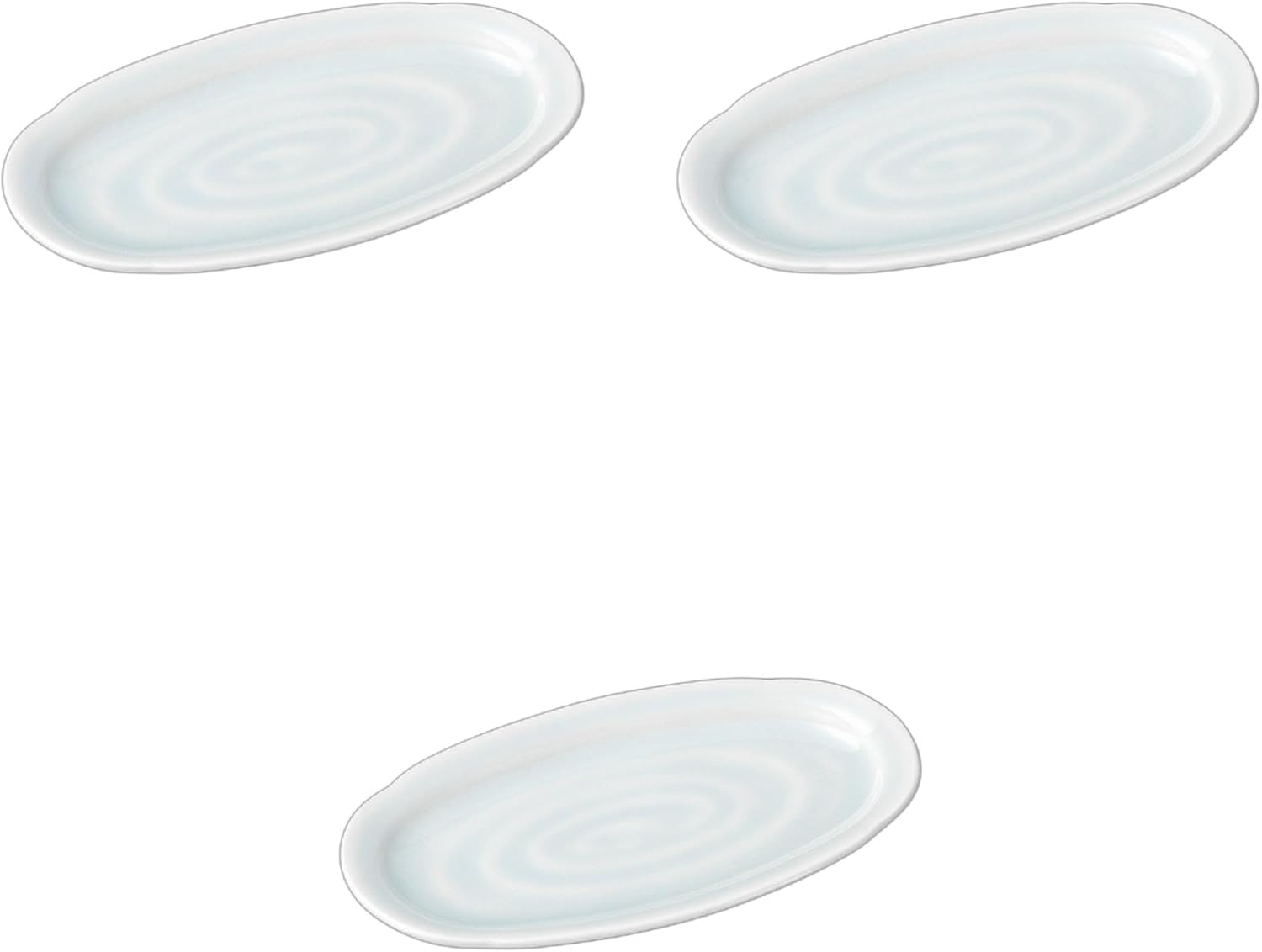 Setomonohonpo Set of 3, Blue and White Porcelain Plum Shaped Serving Plates, 8.3 x 4.7 x 1.0 inches (21 x 12 x 2.5 cm), Appetizer Plate, Reinforced Porcelain