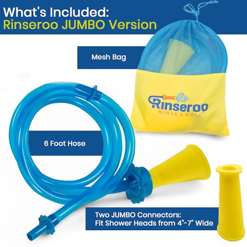 Image of Rinseroo JUMBO Shower Cleaning Thing - Slip-On Handheld Hose Attachment for Fast, Mess-Free Shower Wall Rinsing-6 Ft Hose, Fits Up to 7 inch Shower Head-Temporarily Converts Standard Shower into Handheld