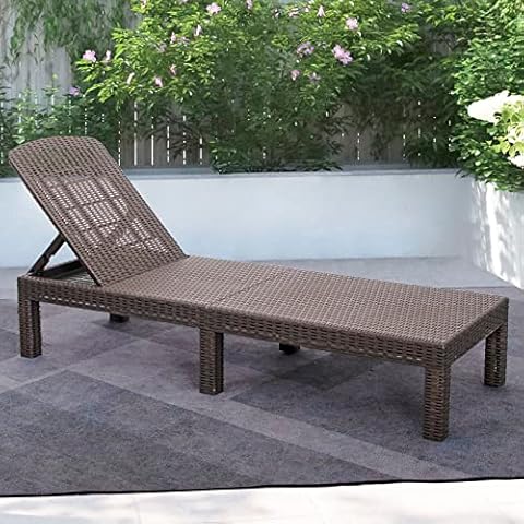 DIMAR GARDEN Outdoor Lounge Chair,Pool Chaise Lounge Waterproof Sunloungers,Mocha Cover