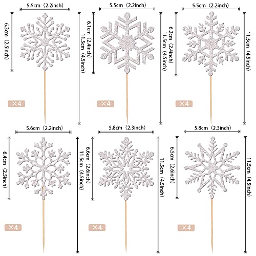 36 Pcs Snowflake Cupcake Toppers Glitter Winter Frozen Theme Snowflake Cupcake Picks For Winter Wonderland Baby Shower Kids Birthday Christmas Party Cake Decorations Supplies Silver #TOP1