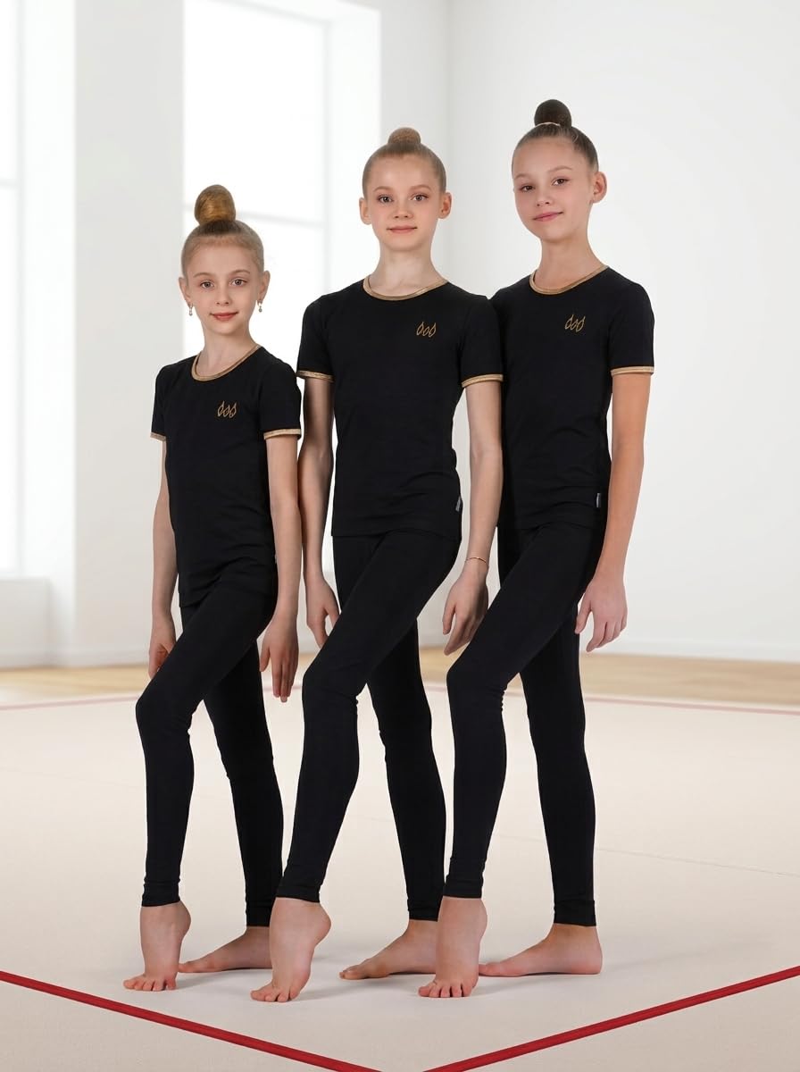 Mädchen Sport T-Shirt – Atmungsaktives Funktionsshirt für Turnen, Ballett, Gymnastik, Tanzen & Laufen – Elastisches Fitness-Oberteil