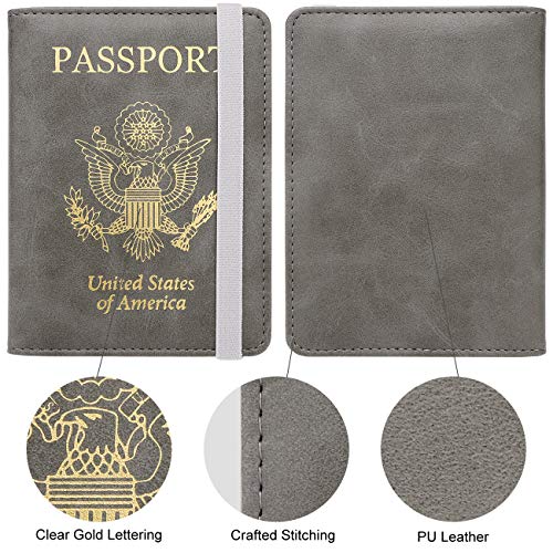 Image of WALNEW Passport Holder for Travel, RFID Passport Cover Wallet for Women Men, PU Leather Passport Book Card Holder Case with Pen, Travelling Essentials for Flying