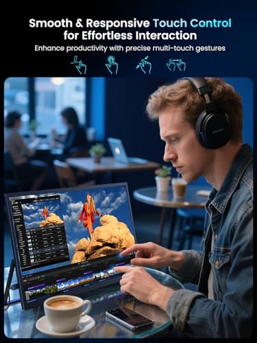 Image of UPERFECT Portable Monitor 18.5-inch 120HZ Touchscreen 100% sRGB w /VESA & Stand 180 Adjustable Ultra-Slim & Lightweight Frameless FHD FreeSync IPS HDR Gaming Display, Travel Second Monitor for Laptop