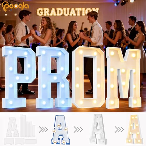 Image of Pooqla 3FT Marquee Light Up Letters, LED Big Mosaic Marquee Letters 3 Feet, Giant LED Sign for Balloons Birthday Anniversary Wedding Party Decoration, Cool White and Warm White Letter O