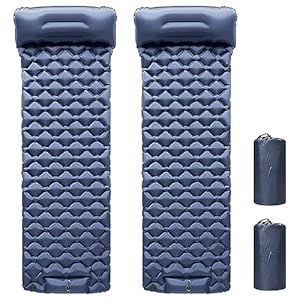 2 Pack Sleeping Pad for Camping, Ultralight Self Inflating Air Mattress for Camping & Hiking, Self-Inflating Extra-Thick Airpad for Outdoor, Backpacking (Navy Blue)