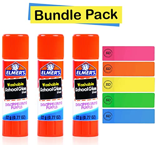 The Mega Deals Elmers Glue Sticks 3 Count Glue Sticks Bulk 0.77 Ounce Purple Glue Stick - School Supplies For Kids, Liquid School Glue #TOP1