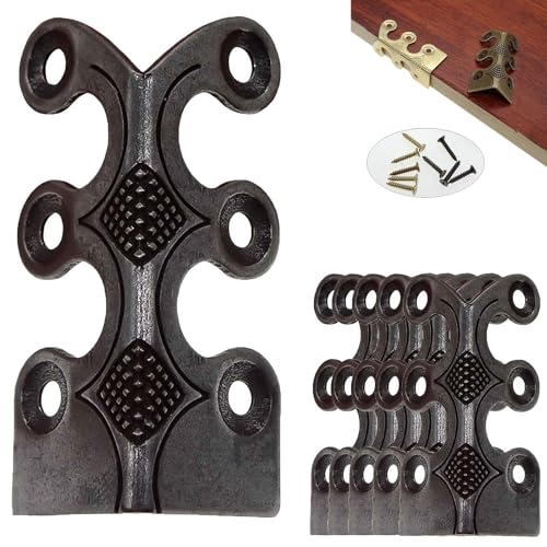 Image of Skirting Board Corner Protectors Solid Brass Baseboard Corner Protectors, Vintage Metal Corner Protector Table Corner Perimeter Cover Safety Bracket with Screws (Black*5Pcs)