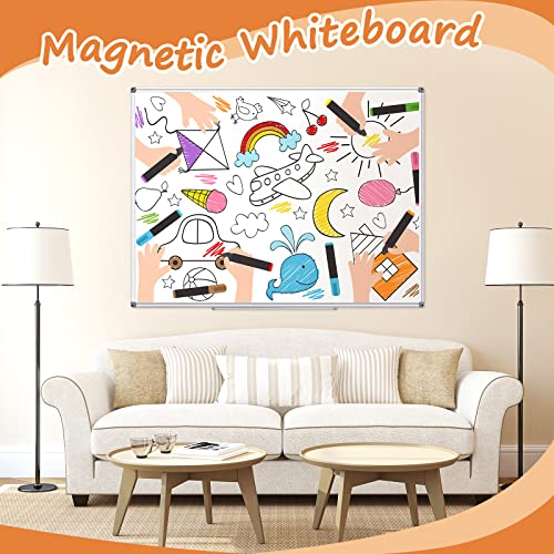 Patelai 2 Pieces 48 X 36 Inch Large Magnetic Dry Erase Whiteboard And Cork Board Bulletin Board Silver Aluminum Framed Decorative Pin Board Large Wall Mounted Board For Home Office School Cubicle #TOP3