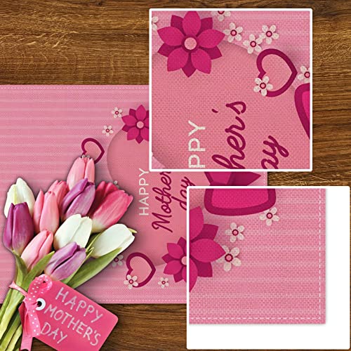 Happy Mother's Day Table Runner Pink Love Heart Rustic Linen Dining Room Kitchen Table Indoor Outdoor Decoration #TOP3