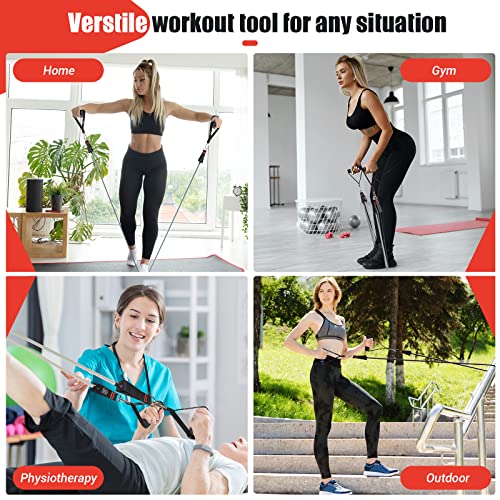 Image of Resistance Bands with Handles for Women, 5 Level Exercise Bands | Workout Bands for Physical Therapy, Yoga, Pilates, Door Anchor, Storage Pouch, Training Poster