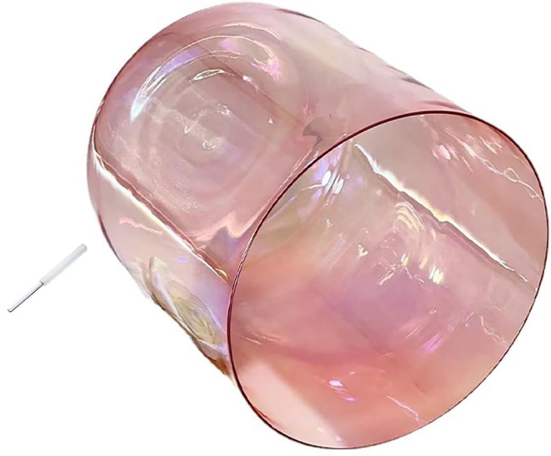 Matowe misy dźwiękowe z kryształu kwarcu, Czerwona misa śpiewająca z kryształu kwarcu do jogi z akcesoriami(7 Inch D Note,432HZ)