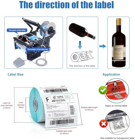 36W Semi-Automatic Label Applicator, Adjustable Sticker Dispenser for 20-100mm Round Labels, Ideal for Plastic & Metal Bottles, Efficient Labeling Solution, Tb16p