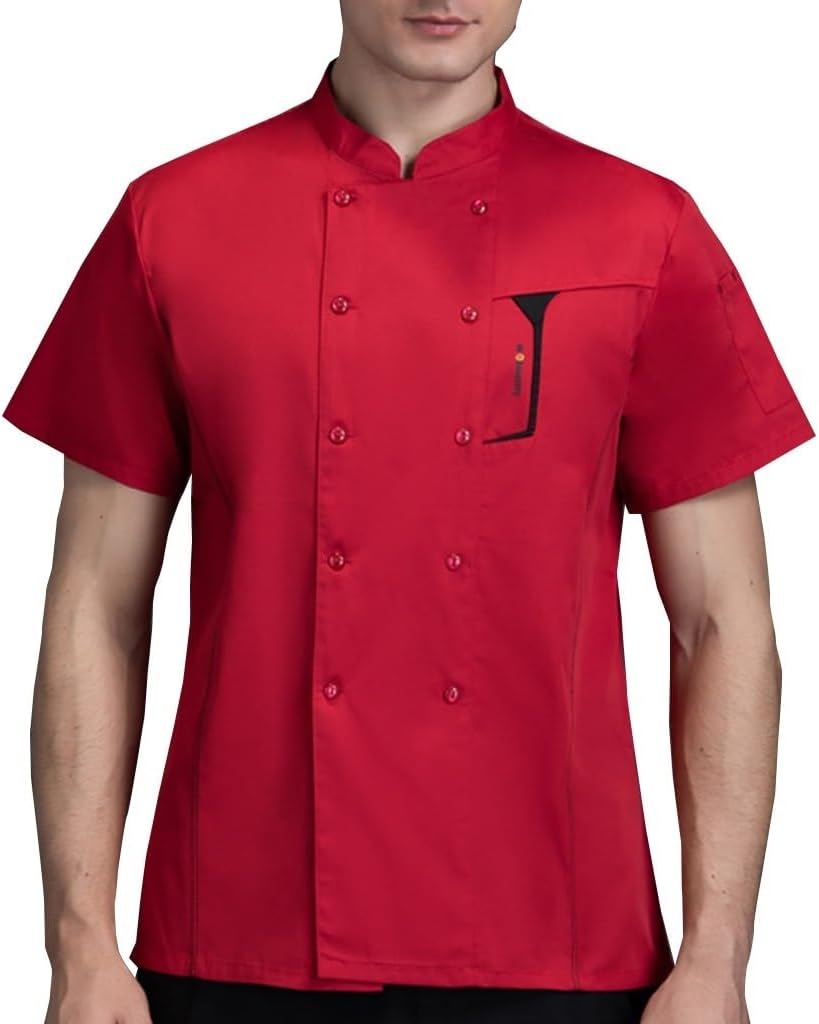 Short Sleeve Unisex Chef Coat Restaurant Kitchen Jacket Cooking Chef Uniform for Men Women Hotel Work Shirts