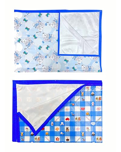 Image of EcoSoft Plastic Sheet,PVC Sheet for Kids,Rubber Sheet for Babies,Bed Wetting Protector(90 x 135 cm) (Blue Bear & Blue Good Day)