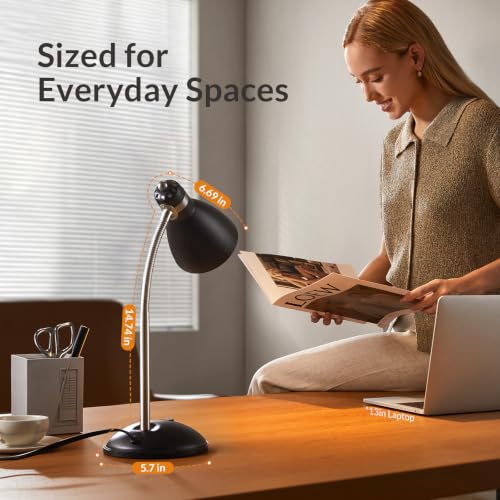 LEPOWER Metal Desk Lamp, Adjustable GooseNeck Reading Light for Bedroom - Image 2