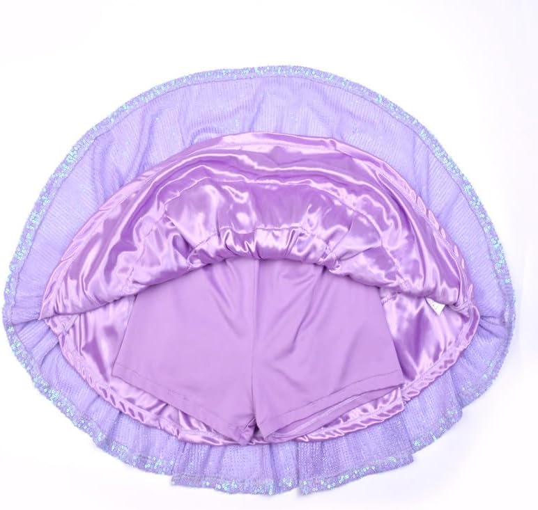 Girls Metallic Sequin Skirt Ruffle Sparkle Shiny Skirts Dance Outfit Party Scooter Elastic Waist 3-Layers Skorts for 6-13Y - Image 5