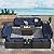 Grezone Patio Furniture Sets 7 Pieces Patio Sectional Outdoor Furniture Patio Sofa Chairs Set PE Rattan Wicker Couch Conversation Set with 5 Thickened Cushions, Fire Pit Table& Coffee Table Blue