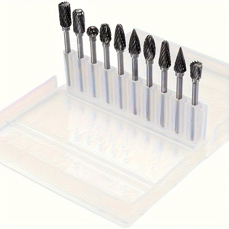 Set de 10 fresas de carburo de doble corte miniatura 7